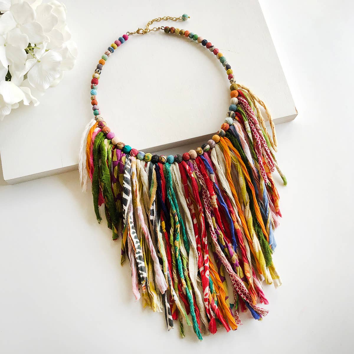 WorldFinds - Wholesale Bib Necklace - Kantha Fringe Collar Necklace3