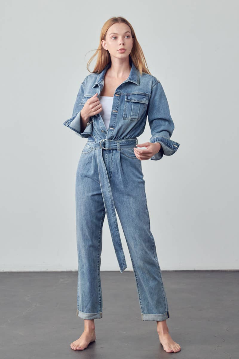 Insane Gene USA - Wholesale Jumpsuit - Women's - Flap Pocket Denim Jumpsuit