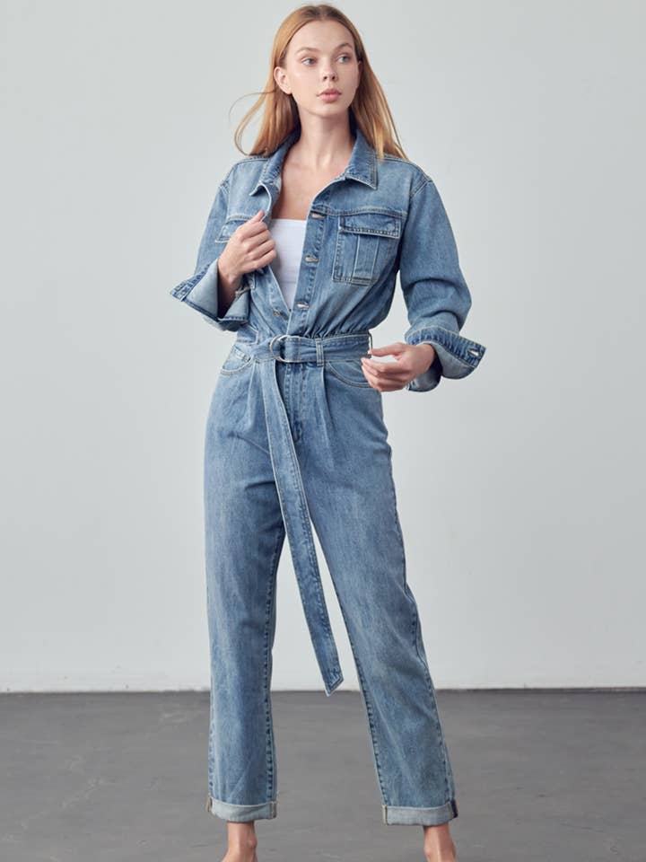 Insane Gene USA - Wholesale Jumpsuit - Women's - Flap Pocket Denim Jumpsuit0