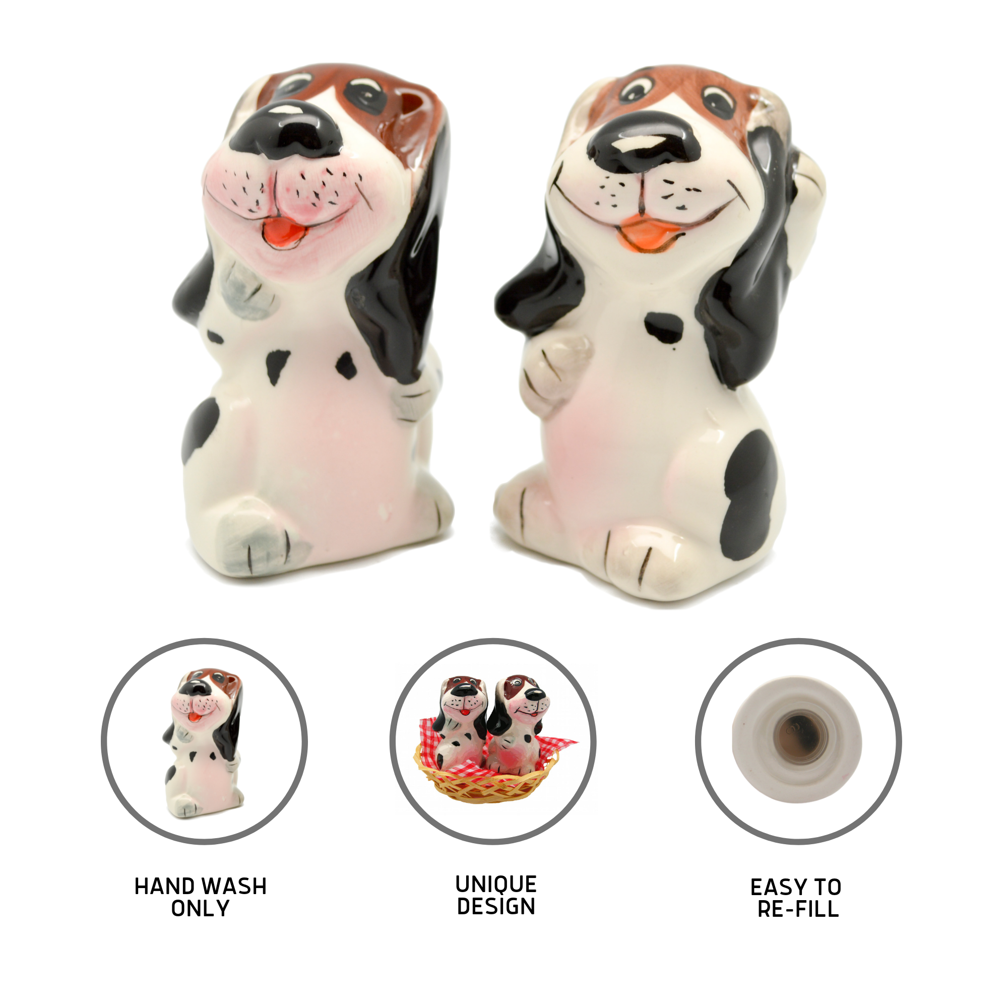 European Heritage Gifts - Wholesale Salt & Pepper Shaker Set - Animal Salt & Pepper Shakers Dogs Basket3