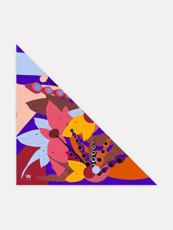 Foulard triangolare XXL Virginie Riou « La Fleur Céleste » per la vendita all'ingrosso da parte di Virginie Riou