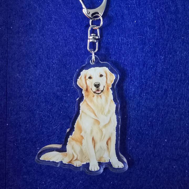 Golden Retriever Light Golden Watercolor Style - Acrylic Keychain for wholesale by Designs by Mysh