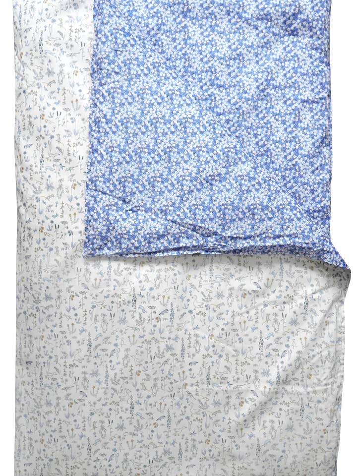 Reversible Heirloom Quilt made with Liberty Fabric THEO BLUE & MITSI VALERIA BLUE for wholesale by Coco & Wolf