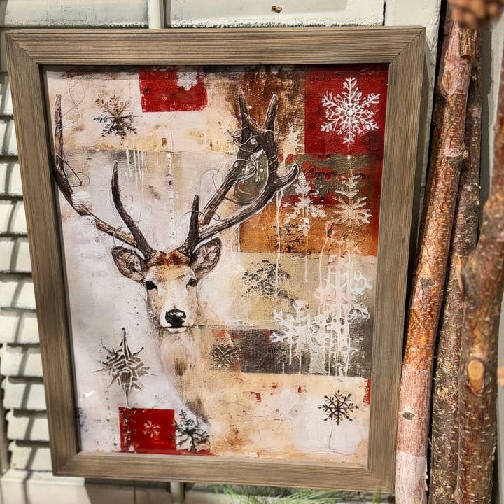 FR-4020 - Snowy Reindeer Collage Christmas Frame for wholesale by Collins Painting & Design