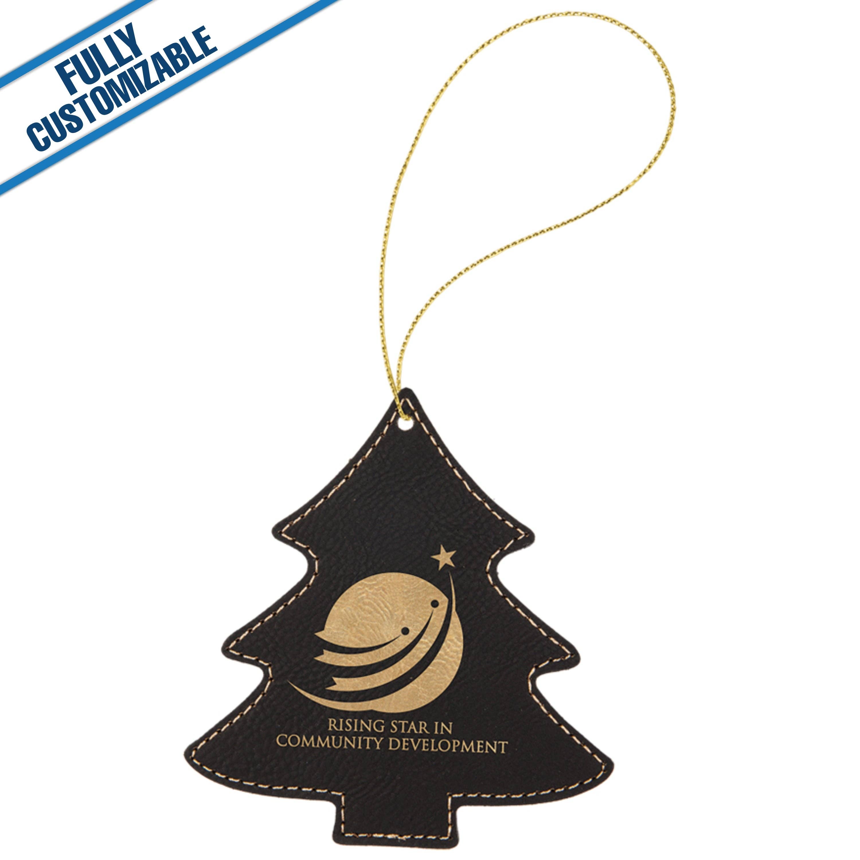 GiftWorksPlus - Wholesale Ornament - Engraved Leatherette Tree Ornament - Fully Customizable0