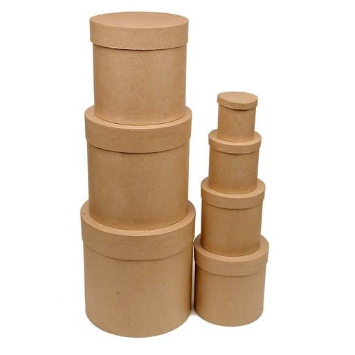 Factory Direct Craft – wholesale Gift box – Premade 5-Piece Nested Round Paper Mache Box Set