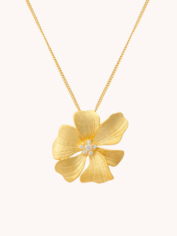 Collana d'Oro Floreale Rosa Periwinkle–Regalo per Lei per la vendita all'ingrosso da parte di Gratinsta