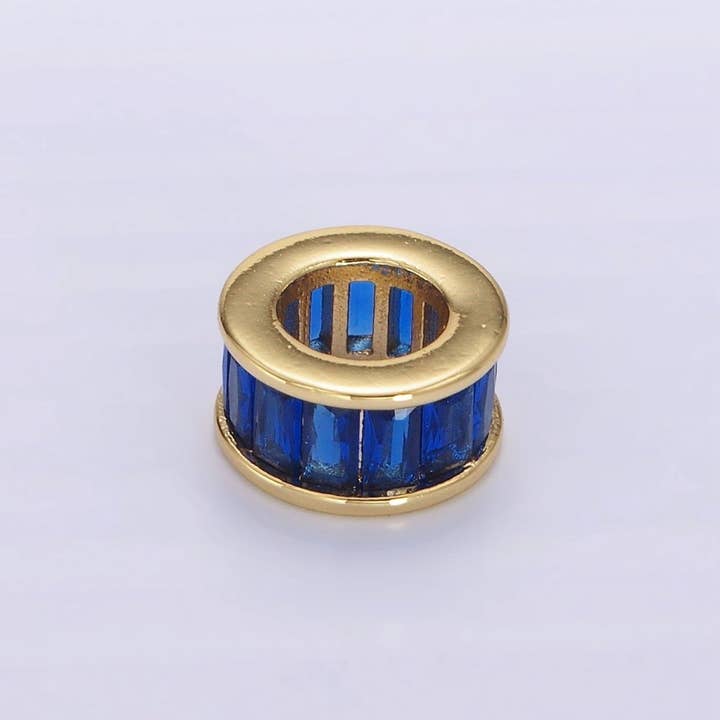 Aim Eternal - Vendita all'ingrosso Ciondolo/pendente - Charm distanziatore con pietra natale in oro riempito 14K CZ Baguette Rondell per collana braccialetto | B861 - B87212