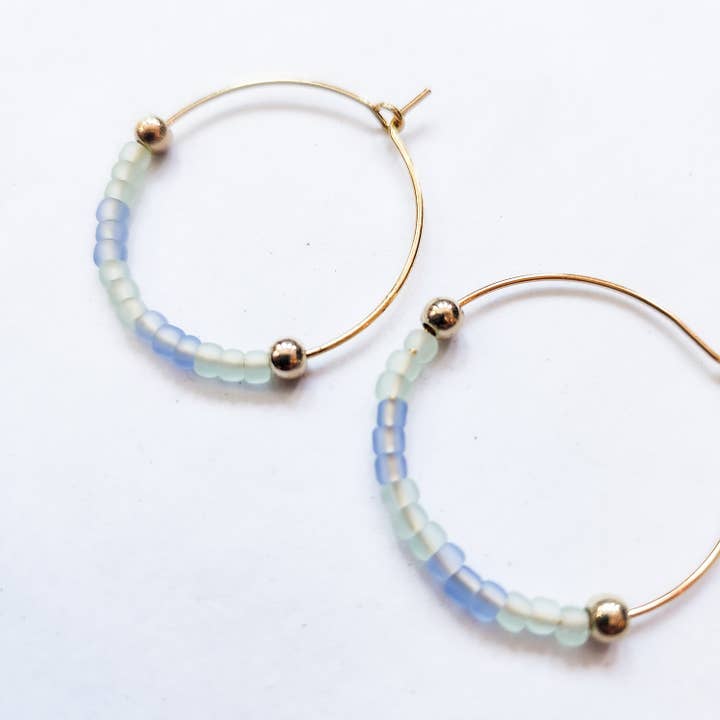 Olas Sea Glass Hoop Earrings for wholesale by PNDLTN + CO