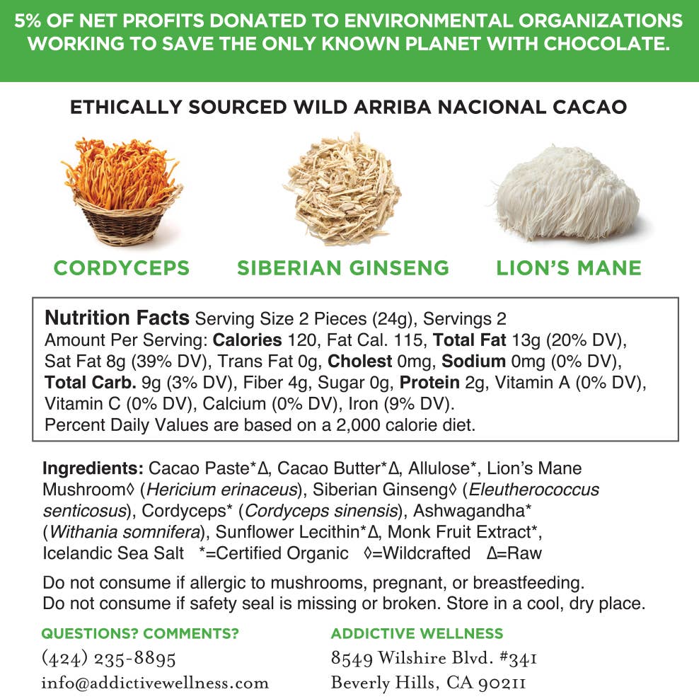 Addictive Wellness - Wholesale Chocolate Bar - Focus Chocolate | Adaptogenic, Sugar-Free2