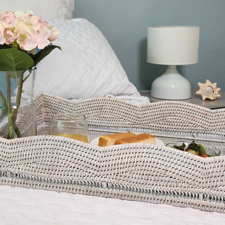 Artifacts Trading Company - Wholesale Decorative Tray - Rattan Tray – Rectangular Scallop Design13