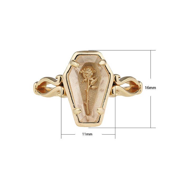 Tourtiwi - Wholesale Cocktail/Statement Ring - Gothic Open Rose Coffin Ring4