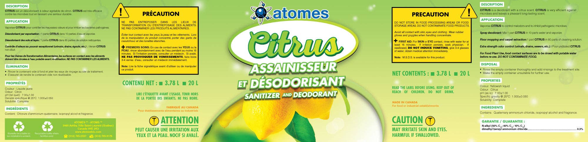 atomsbio - Vendita all'ingrosso Detergente multisuperficie - CITRUS - Detergente Germicida Disinfettante & Deodorante7
