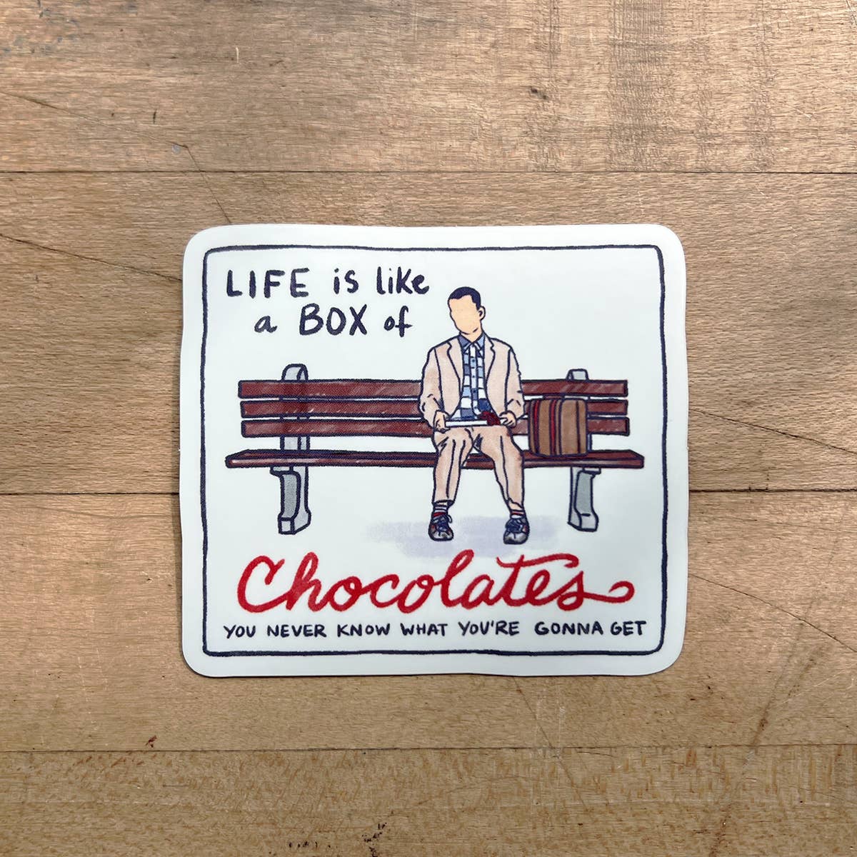L. R. Fern - Wholesale Sticker - Forrest Gump Bench + Quote Sticker