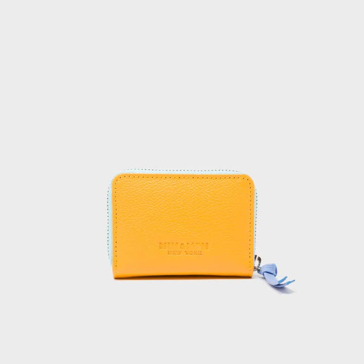 Min & Mon - Wholesale Wallet - Women's - Frodo Marigold Leather Zip Around Wallet - Fuzzy Monster Applique1