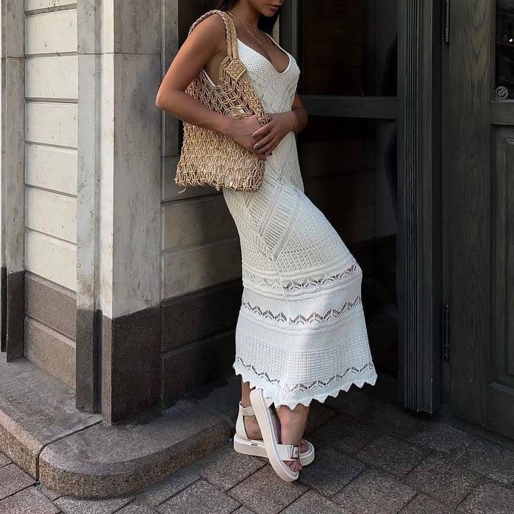 HIDDENBRAND - Wholesale Dress - Women's - French gentle sexy fancy jacquard halter dress11