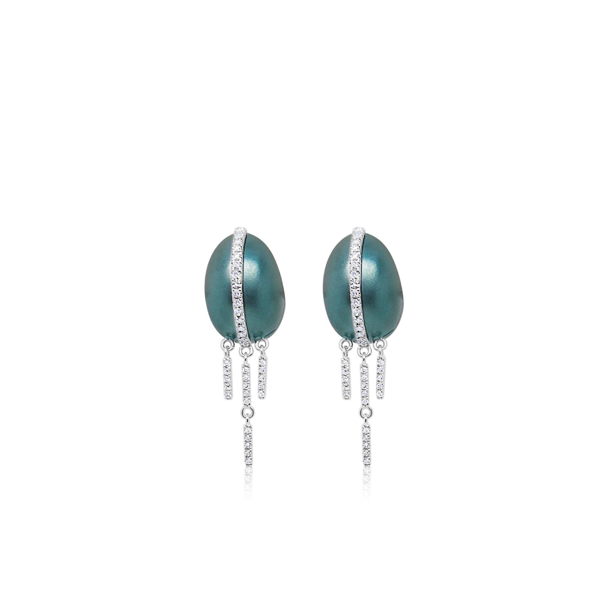 Meira T – Großhandel Ohrhänger – Türkis Rhodium Diamant Quastenohrringe