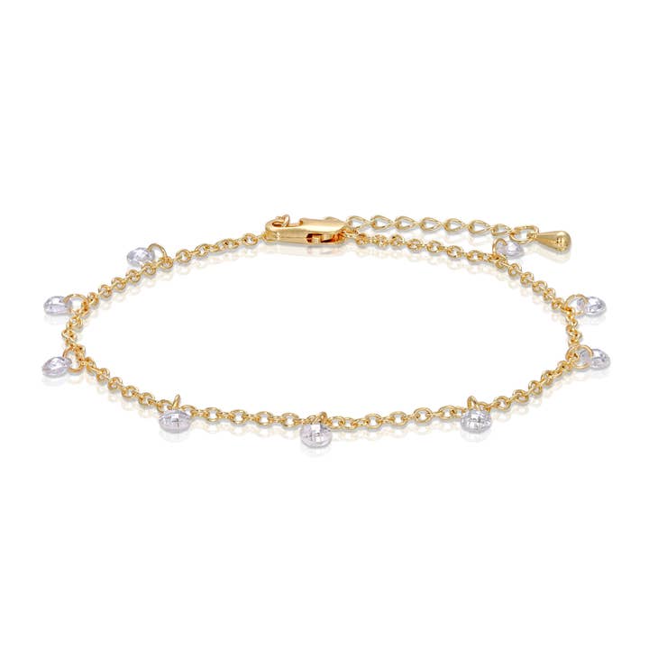 My Fun Colors - Wholesale Anklet - Ankle Bracelet | Gold Chain with Clear Crystals