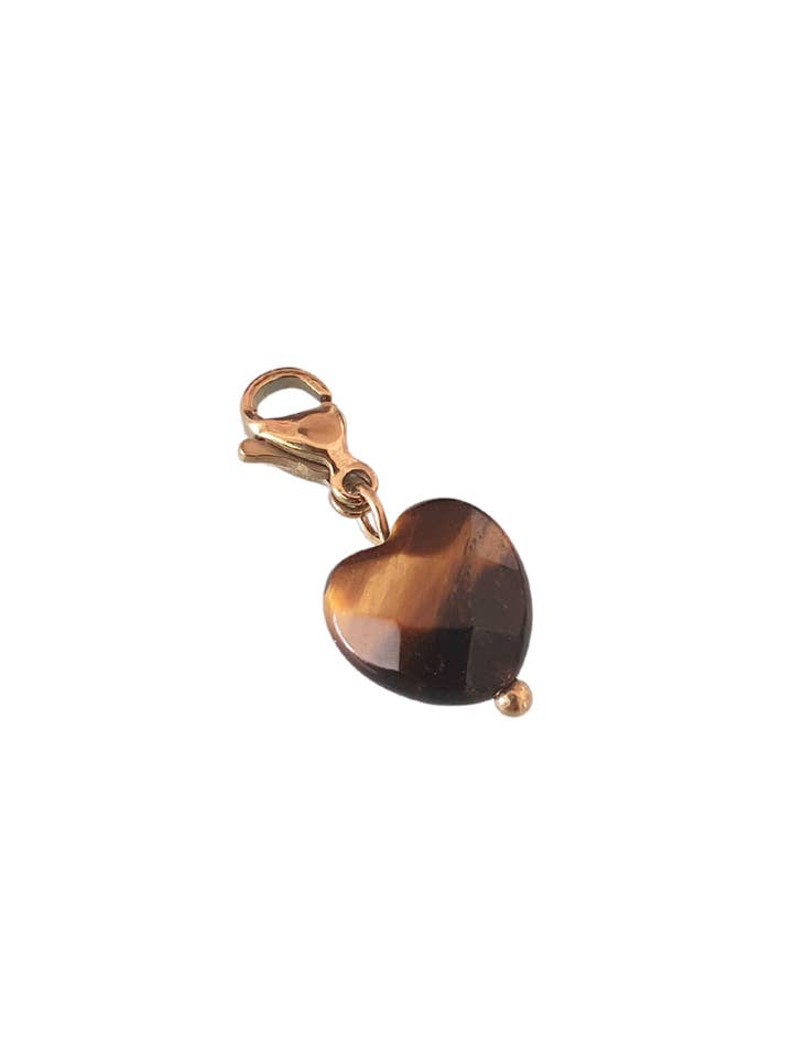 Tiger eye heart charm - gold for wholesale by LAUVEA BOUTIQUE
