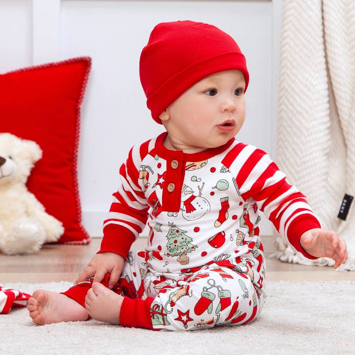 Christmas Bamboo Baby Henley Romper-Family Matching for wholesale by Tesa Babe