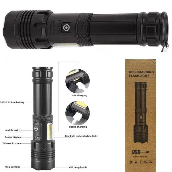 St. Louis Wholesale LLC - Wholesale Flashlight - LED Tactical 6" Flashlight - #BL-S73 - USB Re-Chargeable