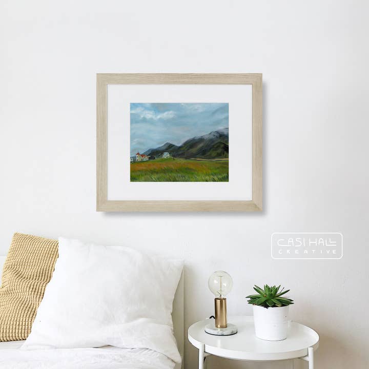 Icelandic Village Landscape Fine Art Print for wholesale by Omie Oh My!
