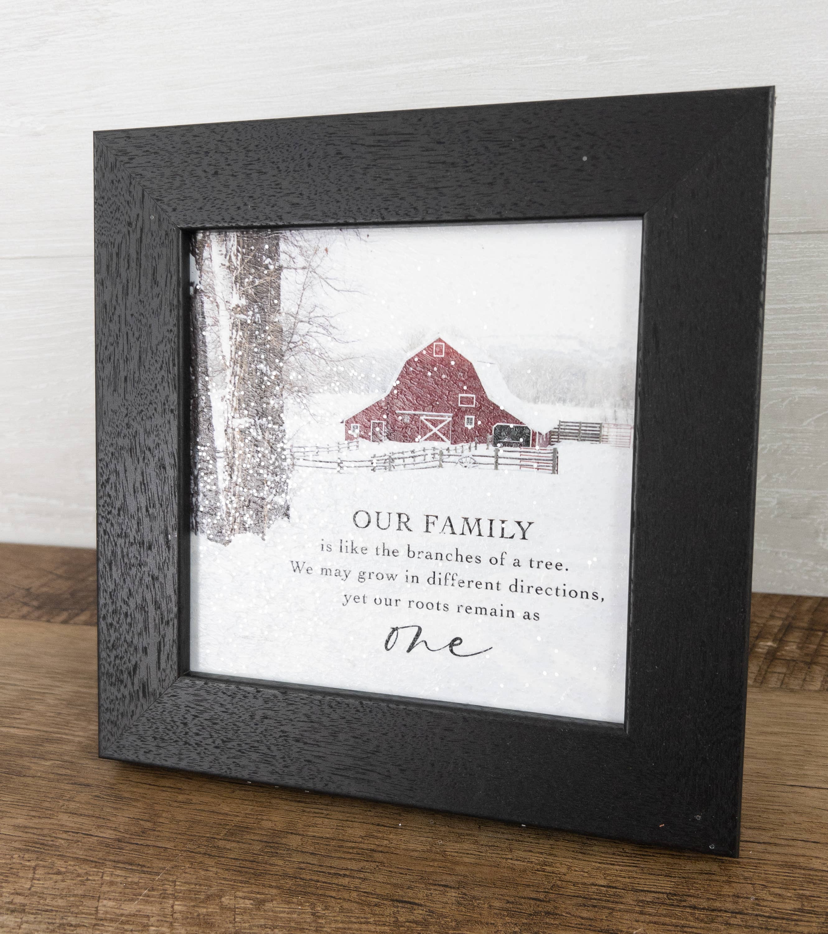 Summer Snow Art - Wholesale Christmas Wall Art - Our Family Is Like The Branches Of A Tree Winter Barn Art1