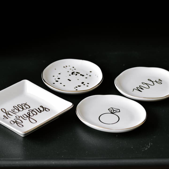 Sweet Water Decor - Venta al por mayor Joyero de plato - Plato para joyas con anillos de compromiso, decoración del hogar y regalos