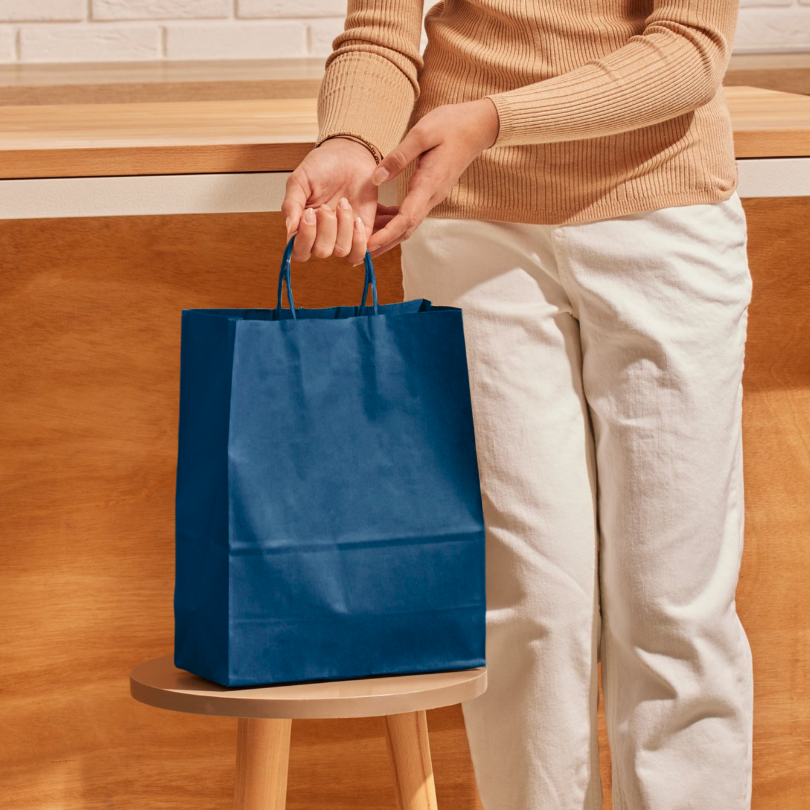 Mini Art Products – Saco de presente por atacado – Saco de papel médio azul escuro - 100 unidades1