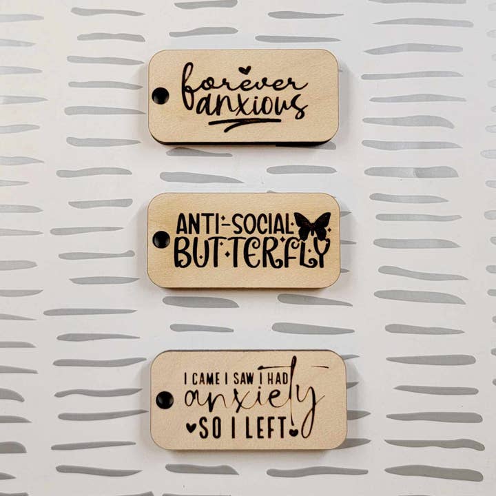 Key Tag - Anxiety/Antisocial for wholesale by OllieBug Tot Shop