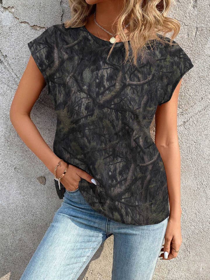 Rosa Clothing - Wholesale T-Shirt - Women's - Street Camo Tree Branch Print T-Shirt9