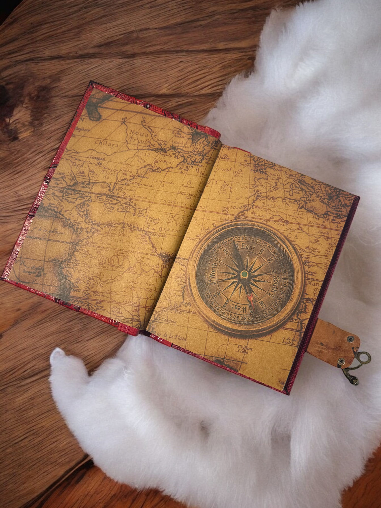 CRETE TRADING INC - Wholesale Journal/Diary - Handmade Leather Journal Belt Strap Cat Red9