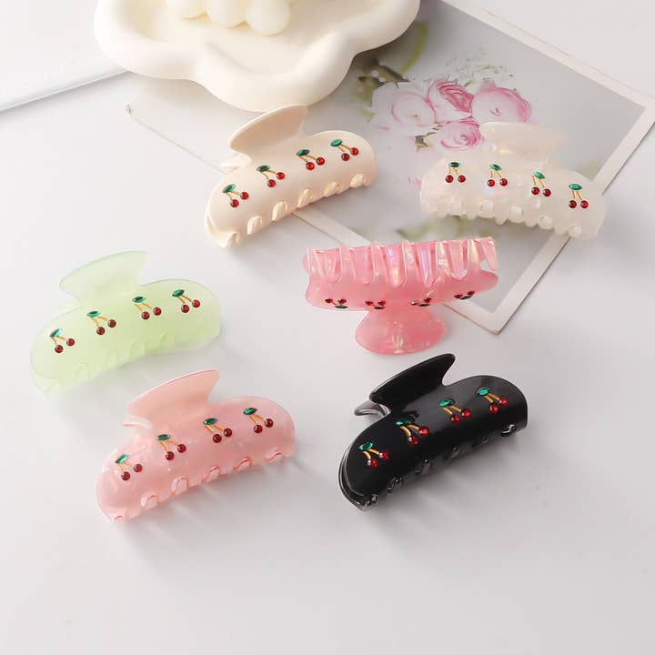NINEXIS - Wholesale Hair Clip - Women's - CWAHA1399_LOVELY CHERRY HAIR CLAW CLIP