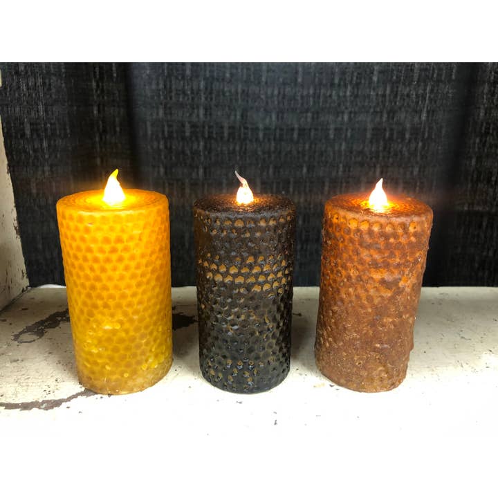 2x4" Honeycomb Battery Operated Timer Candle for wholesale by Raggedy Junction