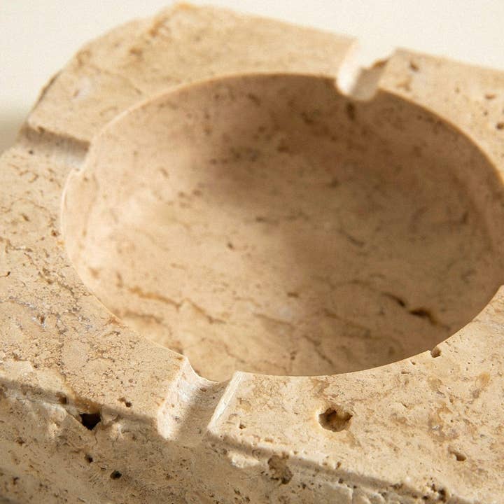 HAAND Craft - Wholesale Ashtray - Ashtray - Travertine, Beige Marble Ashtray, Lux Smokers Gift5