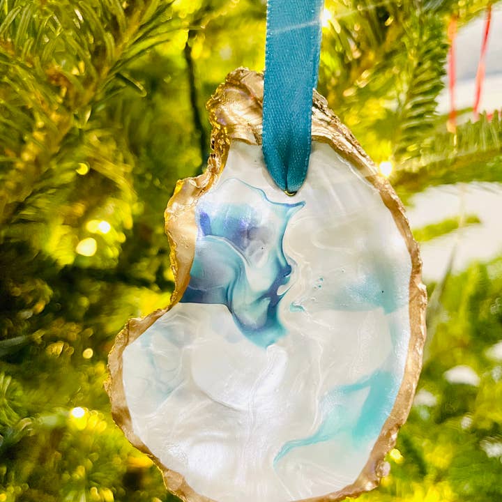 Shells by Shea - Wholesale Ornament - Oyster Shell Ornament, Hand Painted Ornament