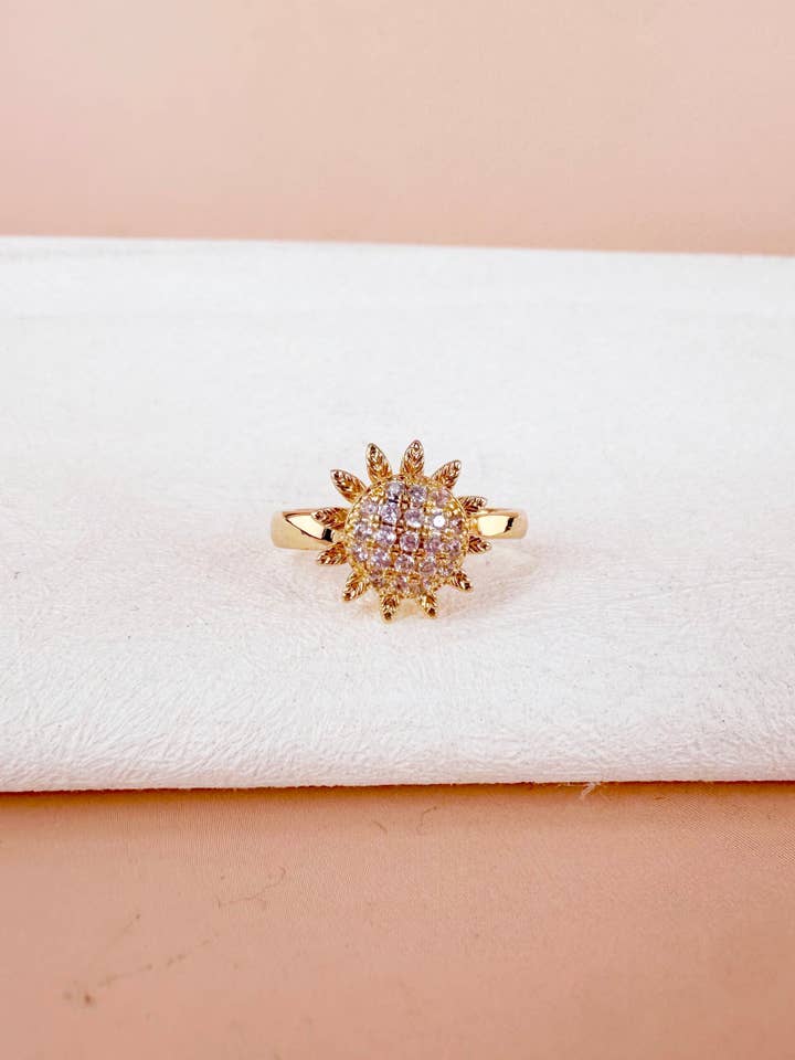 Sunflower anti-stress ring for wholesale by D Bijoux