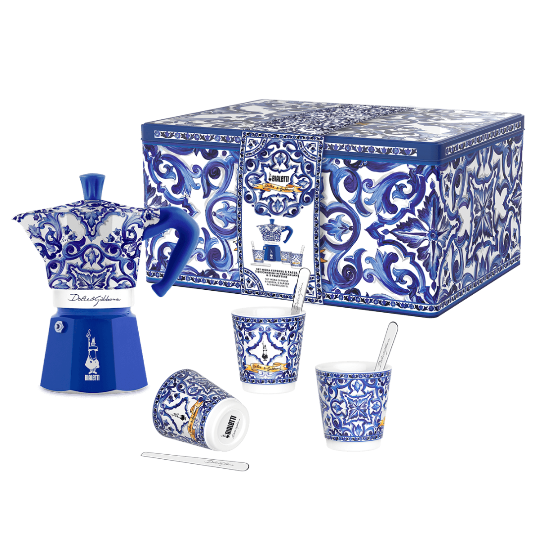 And Co. Brands - Wholesale Espresso Maker - Bialetti X Dolce&Gabbana Blue Mediterranean Gift Set (6 Cup)1