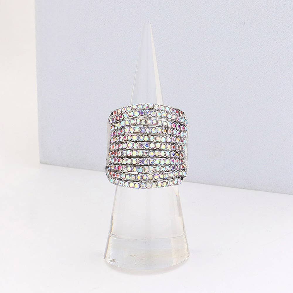 Sensibling Corp. - Wholesale Ring met meerdere stenen - Strass Pave stretchring met meerdere rijen12