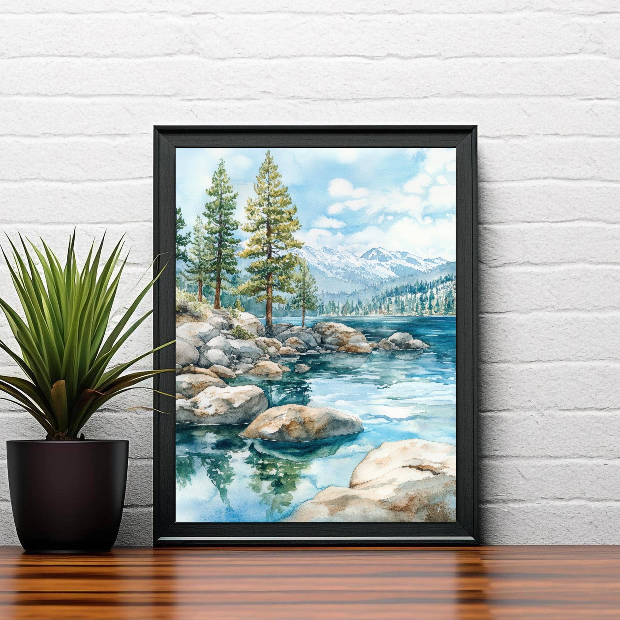 InkNPrintz – wholesale Art print – Lake Tahoe Watercolor Painting Lake Tahoe Landscape Art Watercolor Nature Poster Scenic Lake Tahoe Art Mountain Lake Decor7
