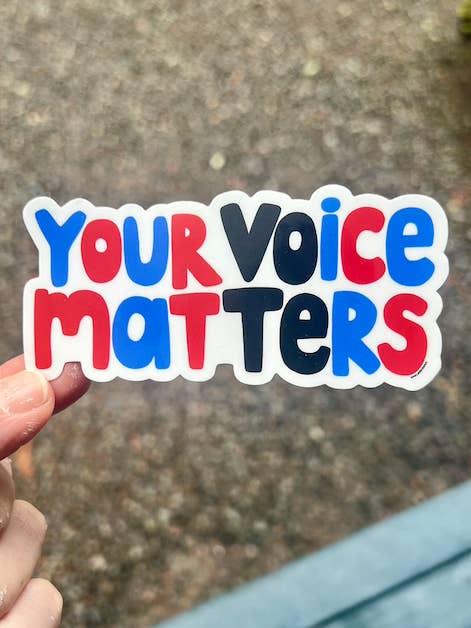 VOTE your voice matters - sticker for wholesale by One Lane Road