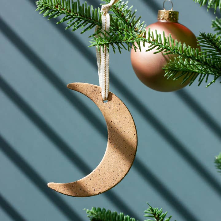Hereafter - Wholesale Ornament - Speckled Crescent Ceramic Ornament1