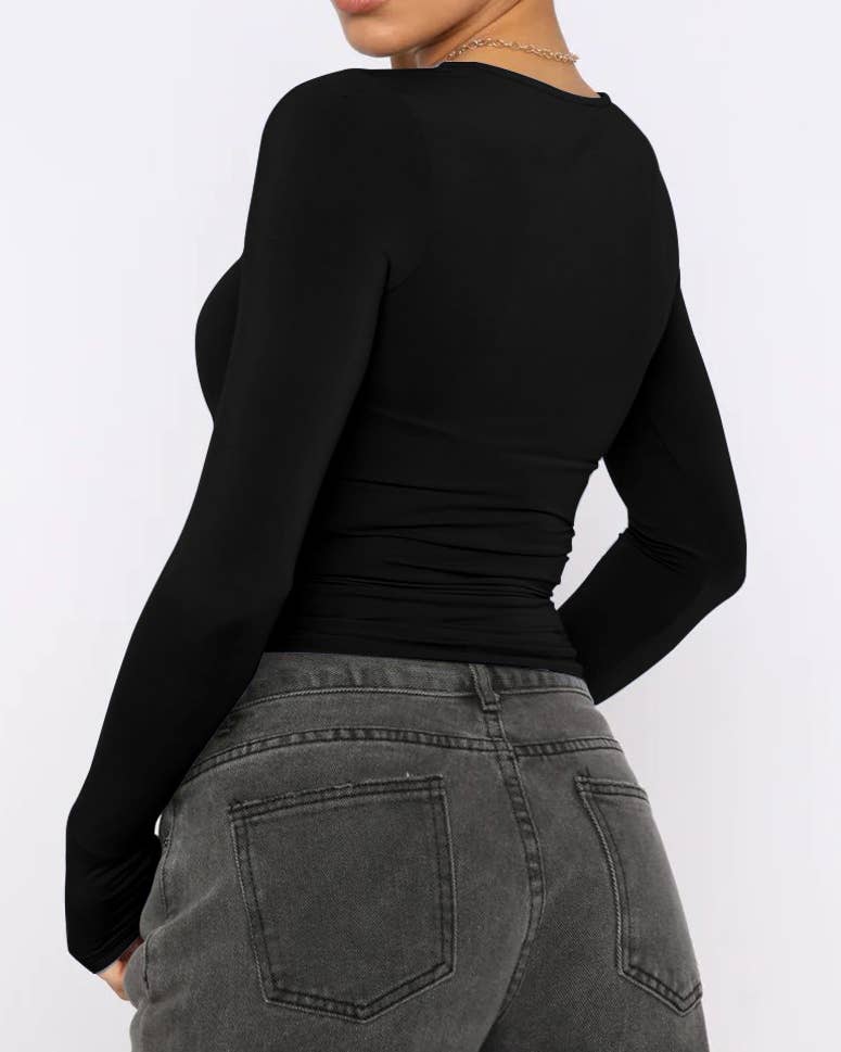 Sweetkama – T-shirt – Mulher por atacado – Sweetkama Camiseta Casual Feminina de Manga Longa Lisa34