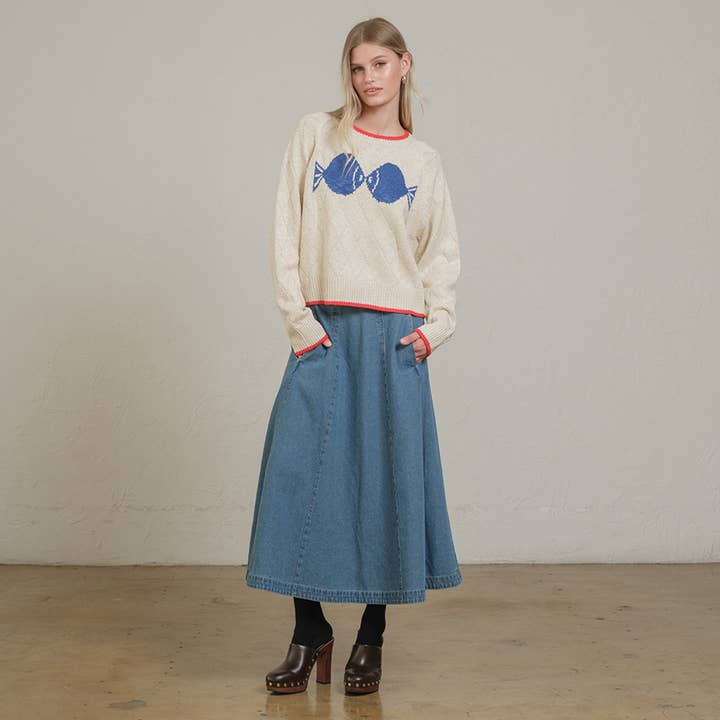 DEEP IVORY Kissing Fish Sweater - RSW1084 for wholesale on Faire5