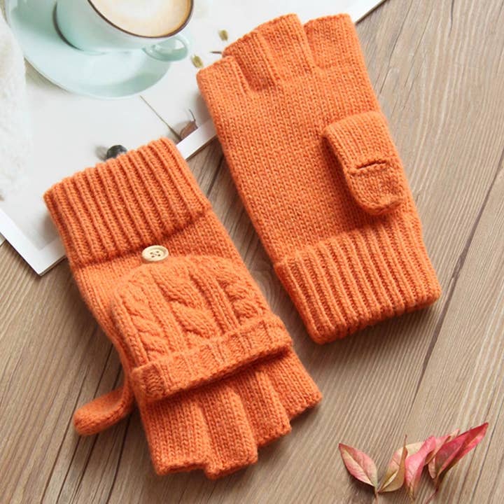 Happy Knits - Wholesale Gloves - Women's - Flip-Cover Wool Gloves for Women - Fingerless Winter Gloves9
