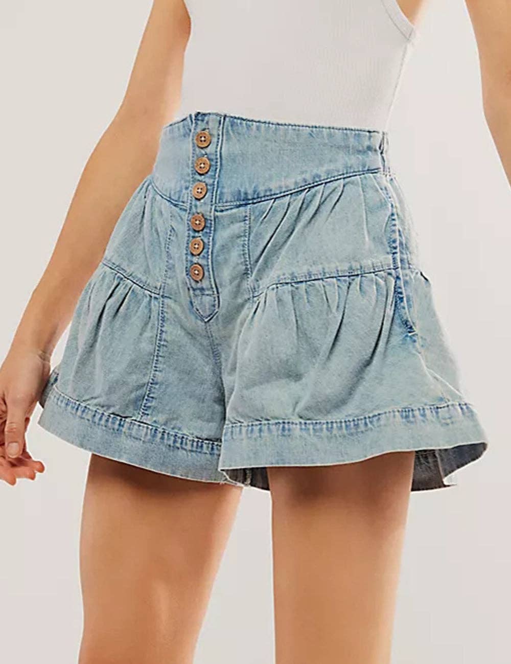 Sweetkama - Wholesale Shorts - Women's - Ladies Solid Color Cotton Denim Shorts SKS40812