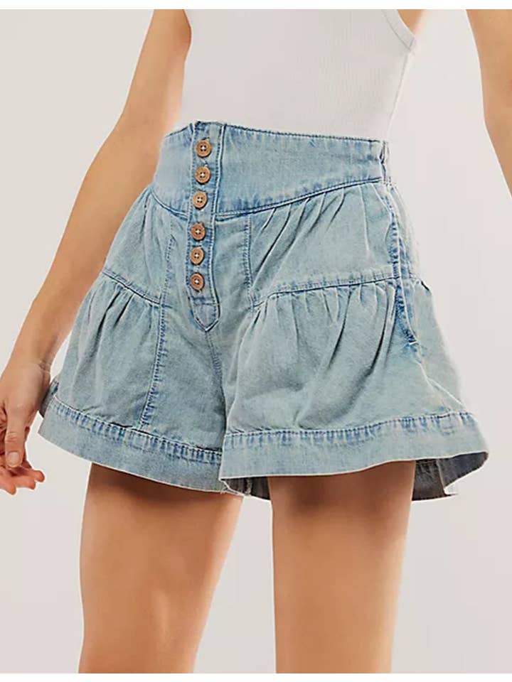 Sweetkama - Wholesale Shorts – Women’s - Ladies Solid Color Cotton Denim Shorts SKS40812