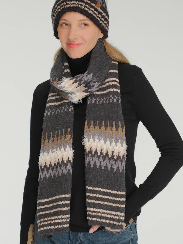 C.C Multi Color Chevron Pattern Oblong Scarf for wholesale by Hana
