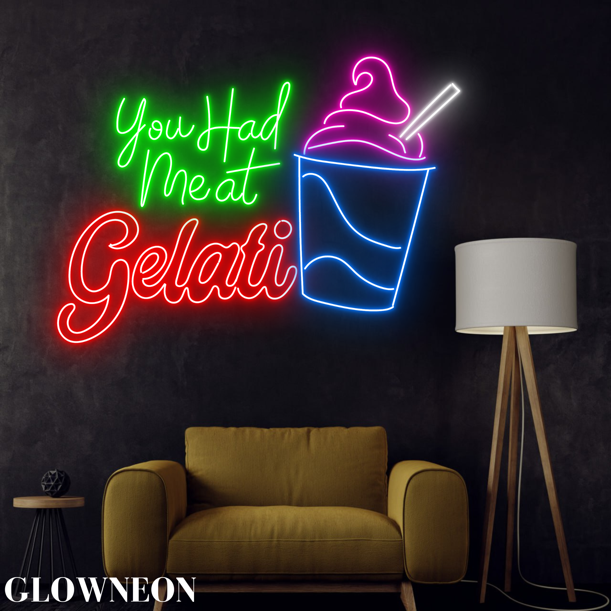 Glow Neon - Wholesale Neon Sign - You Had Me At Gelati Neon Sign, Gelato Ice Cream Shop Decor1