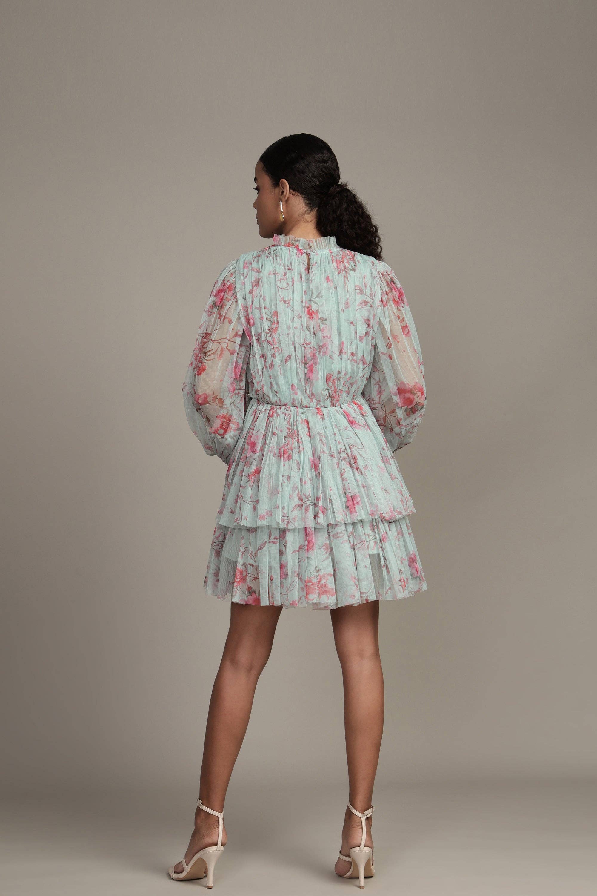 Green Randee Mini Dress in Sage Print for wholesale on Faire4